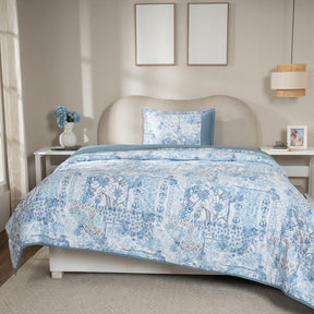 Quilt 110GSM 100% Cotton Shell Ethereal Floral Heritage Garden Forever Blue