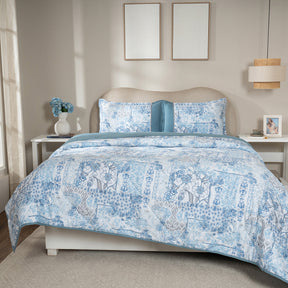 Quilt 110GSM 100% Cotton Shell Ethereal Floral Heritage Garden Forever Blue