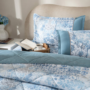 Quilt 110GSM 100% Cotton Shell Ethereal Floral Heritage Garden Forever Blue