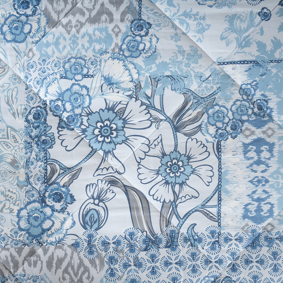 Quilt 110GSM 100% Cotton Shell Ethereal Floral Heritage Garden Forever Blue
