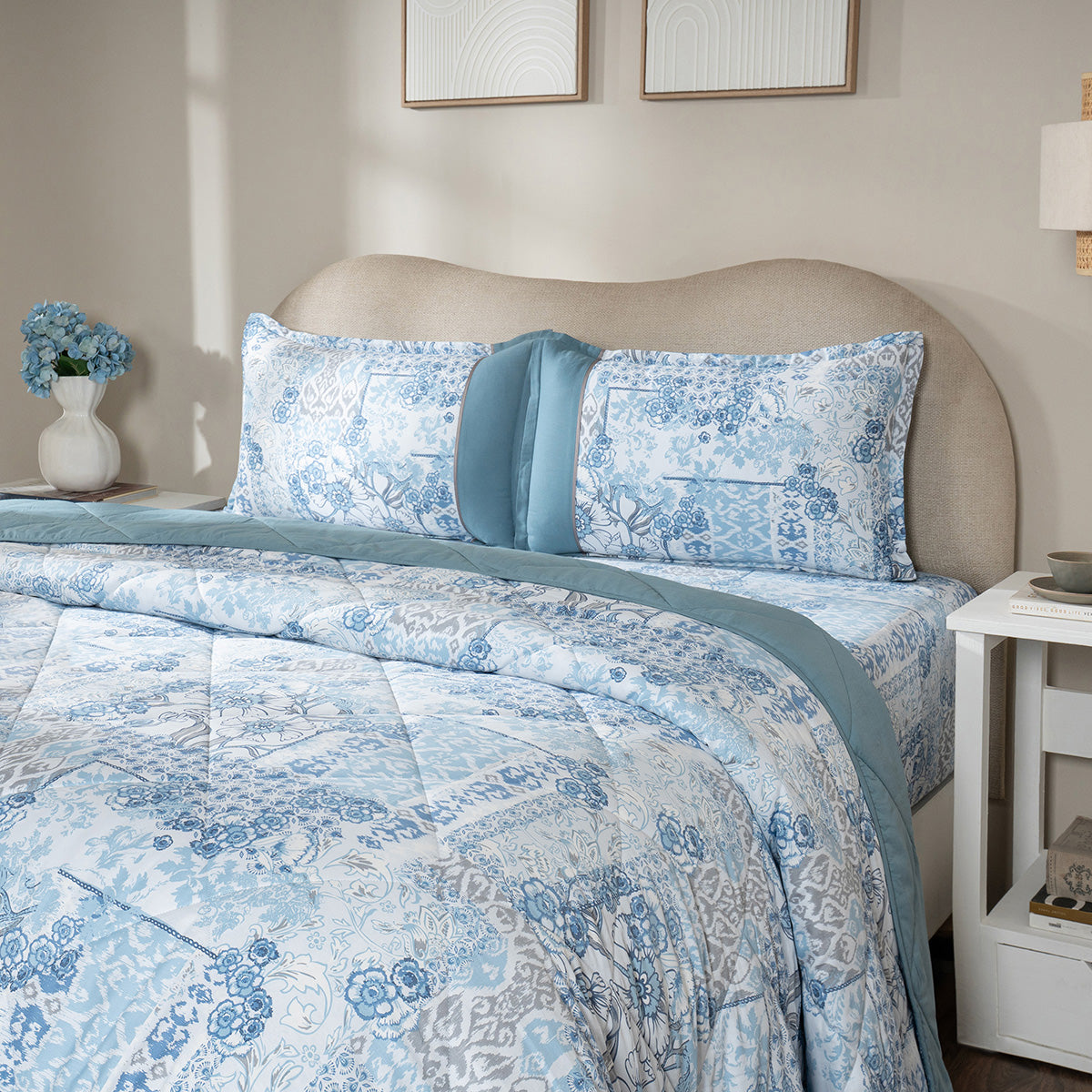 Quilt Set 4 Pcs Set Ethereal Floral Heritage Garden Forever Blue