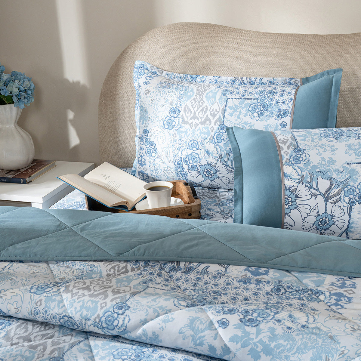 Quilt Set 4 Pcs Set Ethereal Floral Heritage Garden Forever Blue