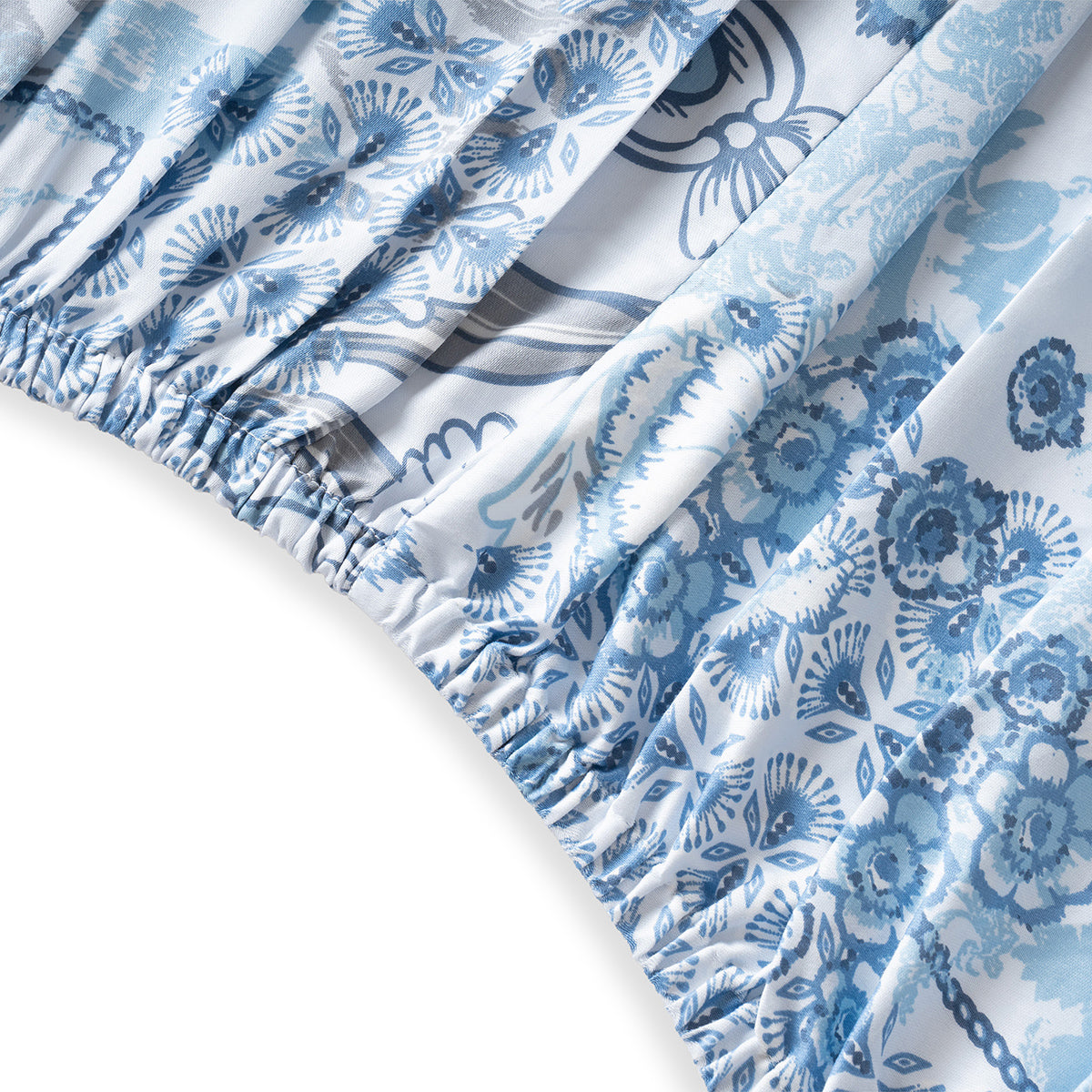Fitted Sheet with Pillow Case 100% Cotton Ethereal Floral Heritage Garden Forever Blue