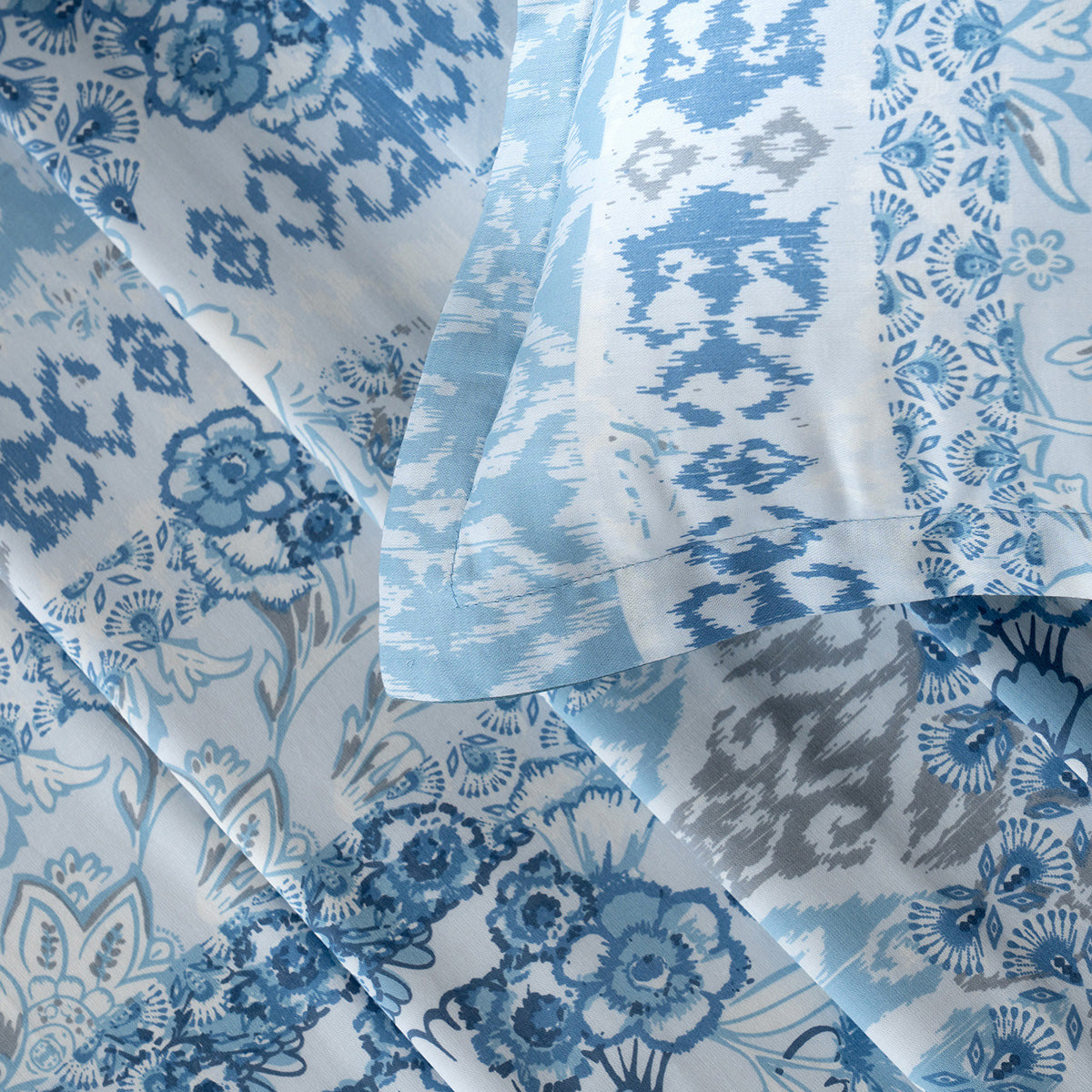 Fitted Sheet with Pillow Case 100% Cotton Ethereal Floral Heritage Garden Forever Blue