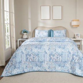 Quilt 300GSM 100% Cotton Shell Ethereal Floral Heritage Garden Forever Blue