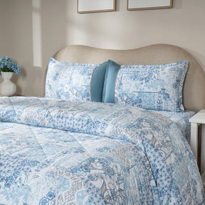 Quilt 300GSM 100% Cotton Shell Ethereal Floral Heritage Garden Forever Blue