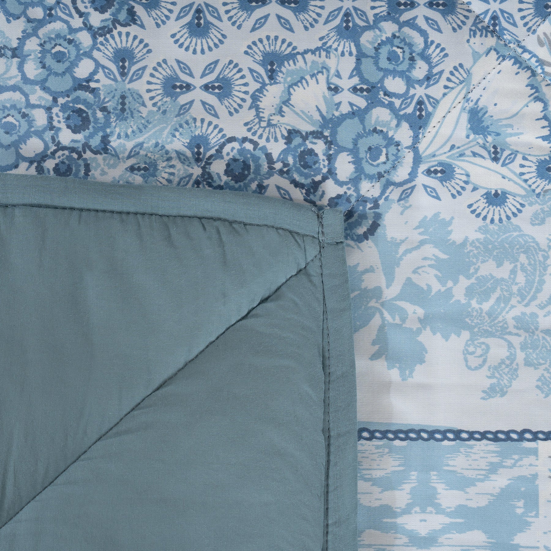Quilt 300GSM 100% Cotton Shell Ethereal Floral Heritage Garden Forever Blue