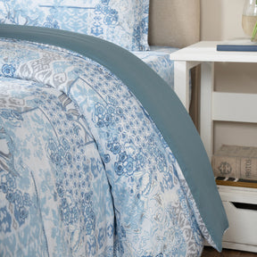 Duvet Cover with Pillow Case 100% Cotton Ethereal Floral Heritage Garden Forever Blue