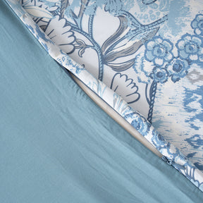 Duvet Cover with Pillow Case 100% Cotton Ethereal Floral Heritage Garden Forever Blue