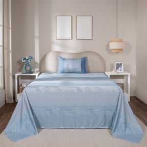 Bedsheet with Pillow Case 100% Cotton Filigree Heritage Garden Provincial Blue