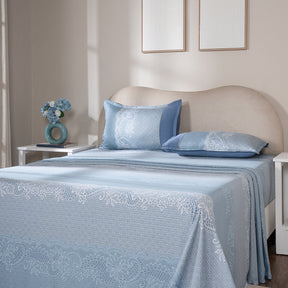 Bedsheet with Pillow Case 100% Cotton Filigree Heritage Garden Provincial Blue