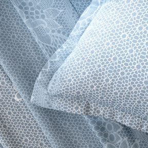 Bedsheet with Pillow Case 100% Cotton Filigree Heritage Garden Provincial Blue