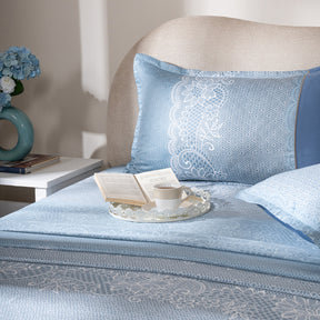 Bedsheet with Pillow Case 100% Cotton Filigree Heritage Garden Provincial Blue