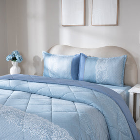 Quilt Set 4 Pcs Set Filigree Heritage Garden Provincial Blue