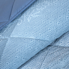 Quilt 300GSM 100% Cotton Shell Filigree Heritage Garden Provincial Blue
