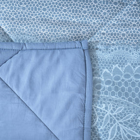 Quilt 300GSM 100% Cotton Shell Filigree Heritage Garden Provincial Blue