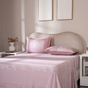 Bedsheet with Pillow Case 100% Cotton Filigree Heritage Garden Woodrose