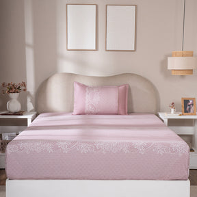 Fitted Sheet with Pillow Case 100% Cotton Filigree Heritage Garden Woodrose