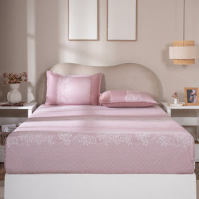 Fitted Sheet with Pillow Case 100% Cotton Filigree Heritage Garden Woodrose