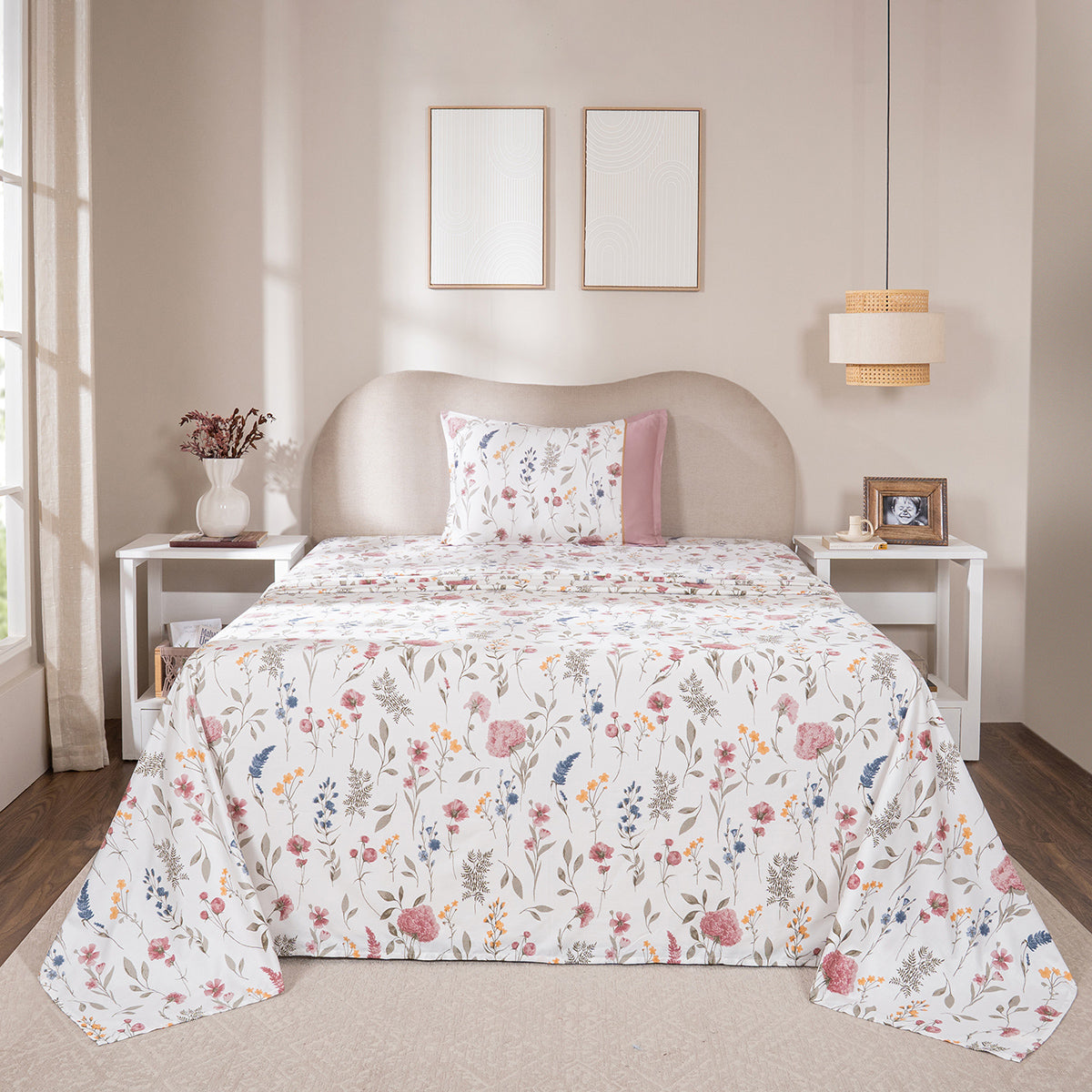 Bedsheet with Pillow Case 100% Cotton Rosellea Heritage Garden Old Rose