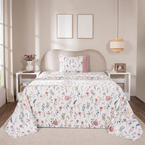 Bedsheet with Pillow Case 100% Cotton Rosellea Heritage Garden Old Rose