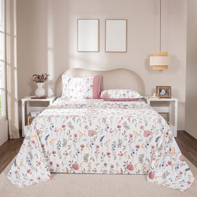 Bedsheet with Pillow Case 100% Cotton Rosellea Heritage Garden Old Rose