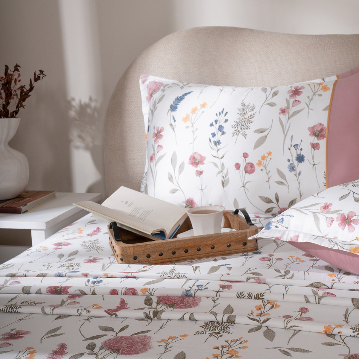 Bedsheet with Pillow Case 100% Cotton Rosellea Heritage Garden Old Rose