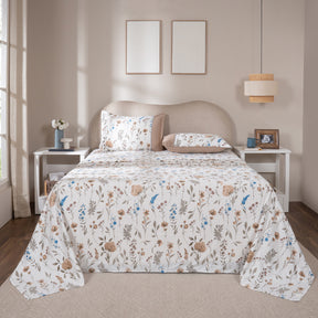 Bedsheet with Pillow Case 100% Cotton Rosellea Heritage Garden Marzipan