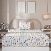Fitted Sheet with Pillow Case 100% Cotton Rosellea Heritage Garden Marzipan