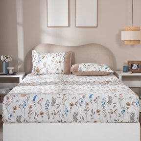 Fitted Sheet with Pillow Case 100% Cotton Rosellea Heritage Garden Marzipan