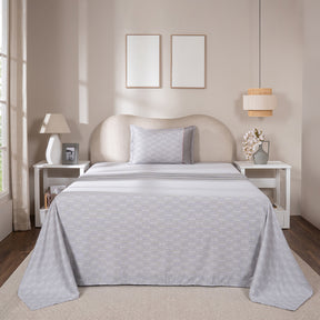Bedsheet with Pillow Case 100% Cotton Tessaro Heritage Garden Grey