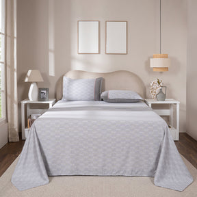 Bedsheet with Pillow Case 100% Cotton Tessaro Heritage Garden Grey