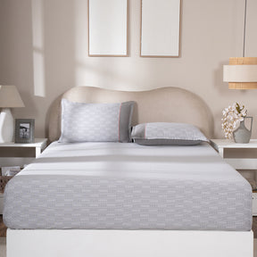 Fitted Sheet with Pillow Case 100% Cotton Tessaro Heritage Garden Grey