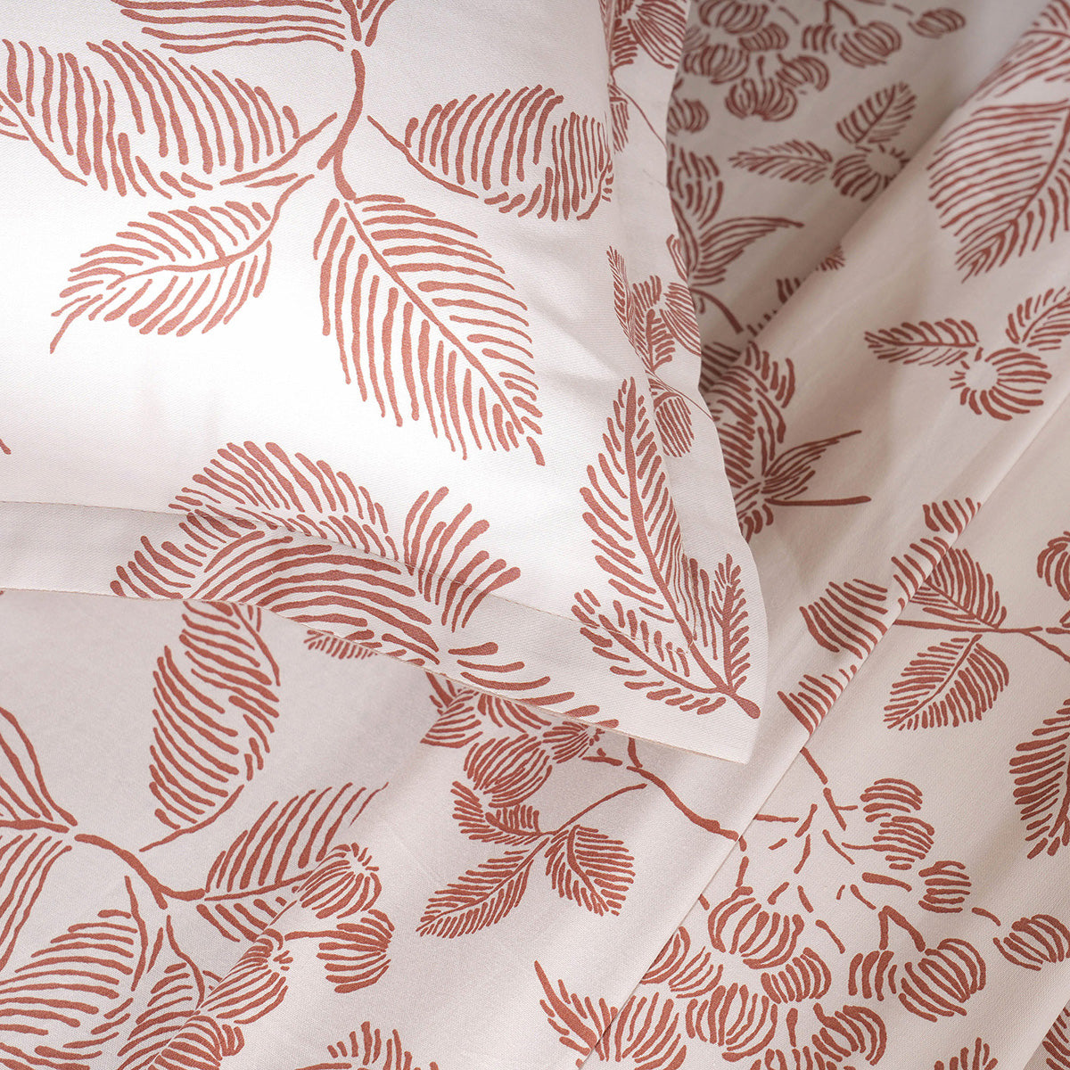 Bedsheet with Pillow Case 100% Cotton Stria Floral Heritage Garden Rust