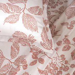 Bedsheet with Pillow Case 100% Cotton Stria Floral Heritage Garden Rust