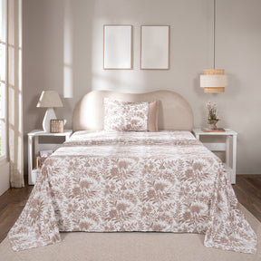 Bedsheet with Pillow Case 100% Cotton Griden Heritage Garden Beige