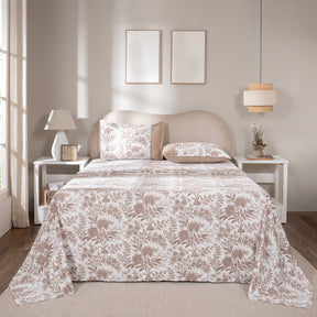 Bedsheet with Pillow Case 100% Cotton Griden Heritage Garden Beige