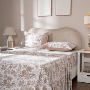 Bedsheet with Pillow Case 100% Cotton Griden Heritage Garden Beige