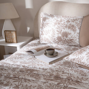 Bedsheet with Pillow Case 100% Cotton Griden Heritage Garden Beige
