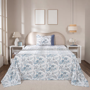 Bedsheet with Pillow Case 100% Cotton Griden Heritage Garden Blue