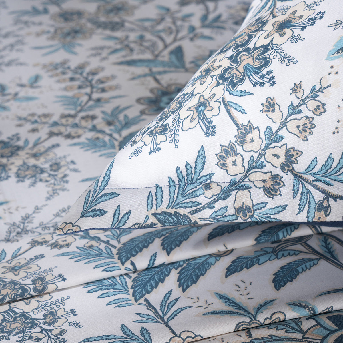 Bedsheet with Pillow Case 100% Cotton Griden Heritage Garden Blue