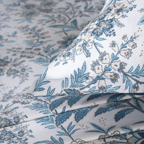 Bedsheet with Pillow Case 100% Cotton Griden Heritage Garden Blue