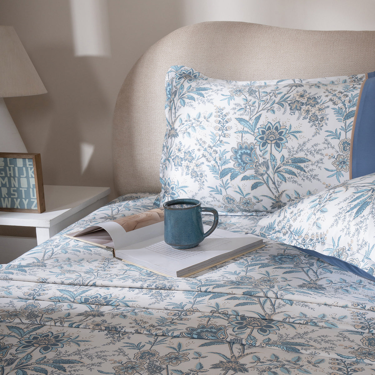 Bedsheet with Pillow Case 100% Cotton Griden Heritage Garden Blue