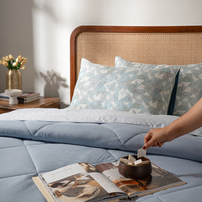 Quilt Set Ideal For Gifting Gravel Quilt Set Ornate Blue/Light Ornate Blue