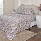 Hermosa Botanic Bloom Fleur Essence 100% Cotton Printed Bedsheet with Pillow Case Red