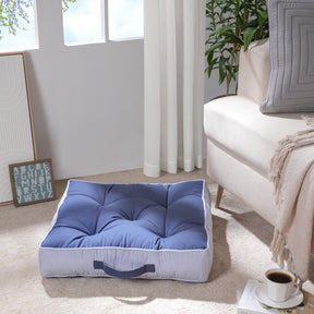 Floor Cushion Solid Fabric 100% Cotton Elevate the space Solace Blue