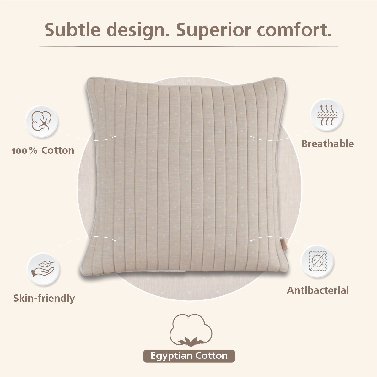 Muted Dot Made With Egyptian Cotton Hand Quilted Cushion Cover