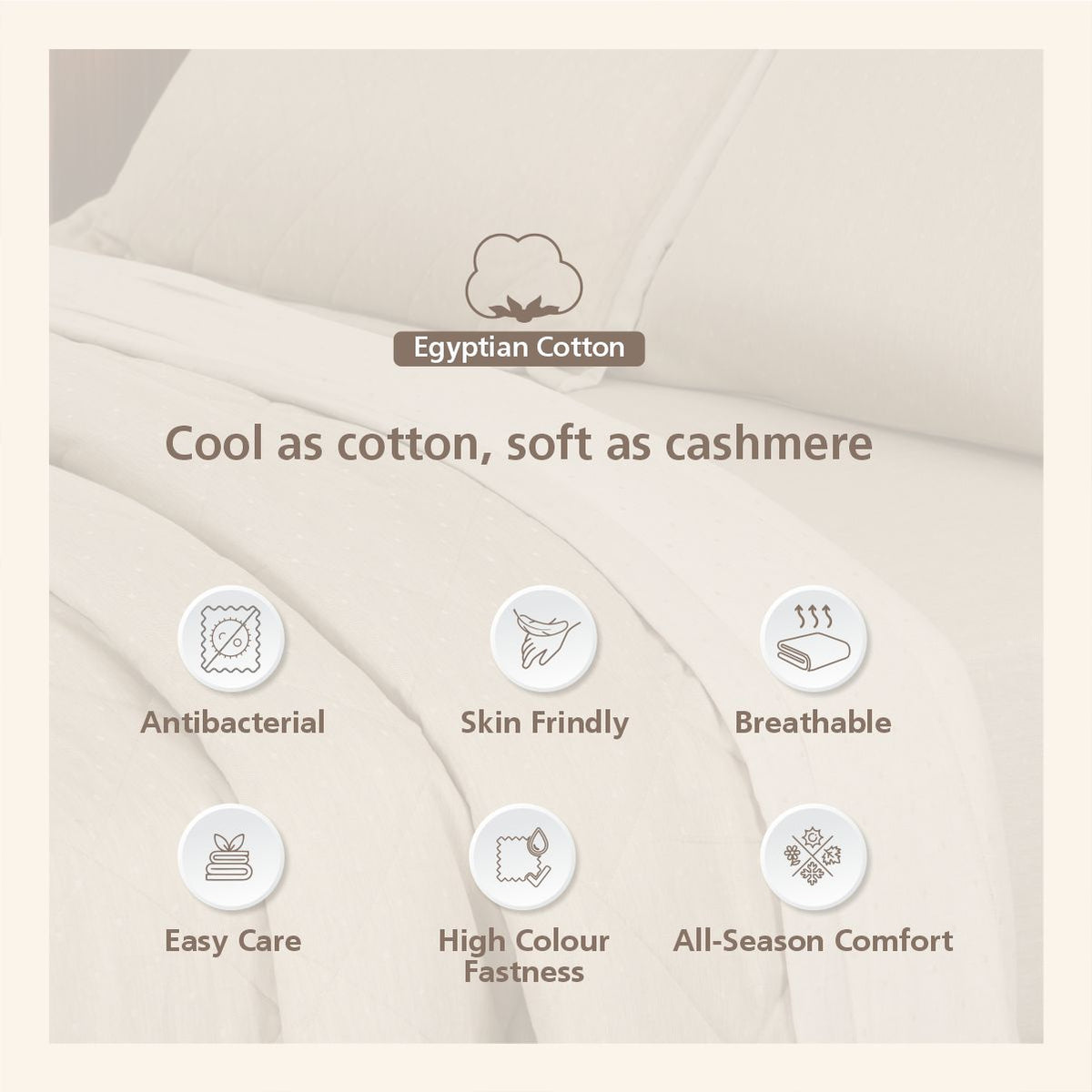 Muted Dot 100% Neutral Cotton Filling BeigeQuilt/Quilted Bed Cover