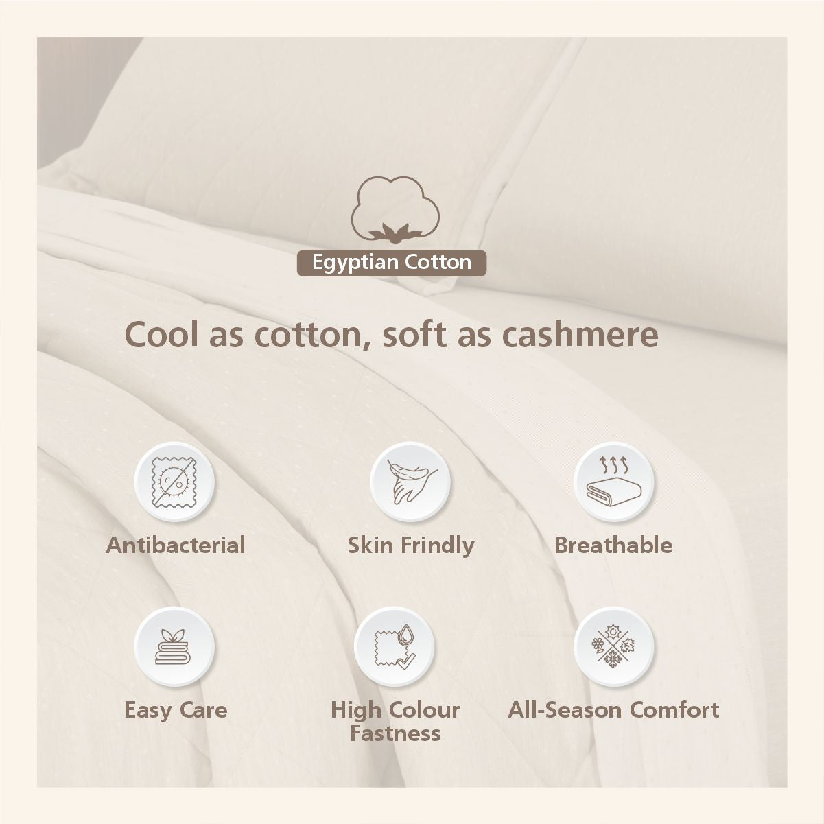 Muted Dot 100% Neutral Cotton Filling BeigeQuilt/Quilted Bed Cover