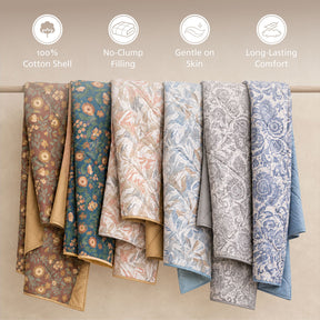 Quilt 100% Cotton Shell Brushed Jacobean Heritage Garden Beige